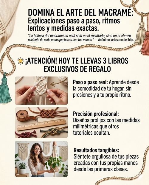 Domina el arte del macrame + 3 bonos de regalo